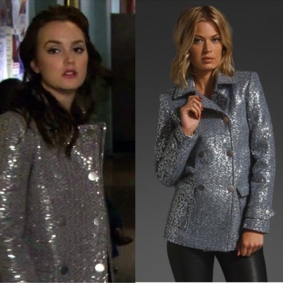 Alice + Olivia Jackets & Blazers - Alice + Olivia "Teagler" silver sequin coat ASO Blair Waldorf Gossip Girl